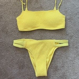 yellow smocked bikini